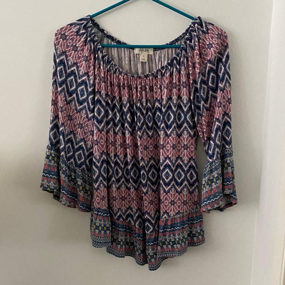 Style & Co Multicolor Geometric Blouse